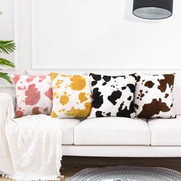 Cow Pattern Pillow Case Creative Plush Sofa Cushion Cover Car Cushion Pillowcase 45x45cm