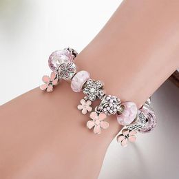 2022 neues Charm-Armband, hohler rosa Kristall, Baum des Lebens, Anhänger, Sicherheitskette, europäischer Charm-Perlen-Armreif, passend für Chakren-Charm-Brahand-Celets-Halskette