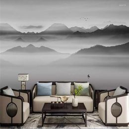 Wallpapers Decorative Wallpaper Chinese Style Abstract Ink Painting Living Room Background Wall