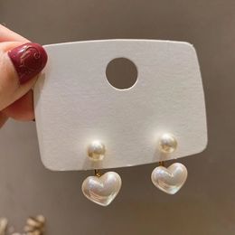 Contracted Heart Pearl Earrings For Women Sweet Flower Zircon Geometric Stud Earring Girl Party Jewellery