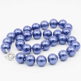 Chains 10mm South Sea Dark Blue Shell Pearl Necklace Beads Women Girls Fashion Jewellery Making Design Rope Chain Neckwear 18INCH