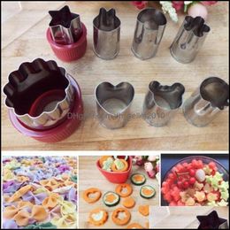 Baking Pastry Tools 8Pc Flower Fruit Mould Vegetable Cutter Shapes Set Stainless Steel Mini Cookie Cutters Moulds For Decorative Myi Dhtep