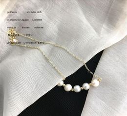 Geometrische Vintage -Stil Frauen Halsketten Hochzeit Braut Gold Platted Halsketten Pers￶nlichkeit Pearl Ladies Einfach u Halskette6724619