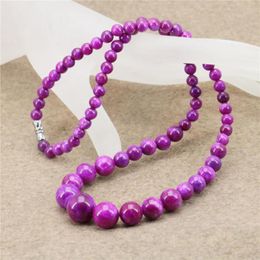 Chains 6-14mm Round Rose Red Blue Rain Stone Necklace Chalcedony Women Girl Neck Chain Mother's Day Gifts Fashion Jewelry Making Design