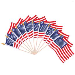 Party Decoration 10Pcs American Hand Waved Flags Small On Stick Mini Flag Durable With Safe Top Design For