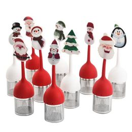 New Christmas Tea Infusers Silicone Tea Strainers Philtres for Brewing Dishwasher Safe Decor RRA588