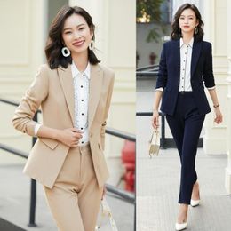 Women's Two Piece Pants Formal Blazer Women Business Suits Ladies Pant And Jacket Sets Work Wear Office Uniform Styles Pantsuits