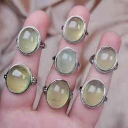 Wedding Rings 1pc Random Natural Oval Prehnites Stone Finger Big Cabochon Raw Gems Quartz Crystal Open Ring For Lover Couples Party Gift