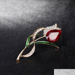Pins Brooches Fashion Crystal Tip Brooch Diamond Flower Cor Scarf Buckle Brooches Women Dress Suit Jewelry Drop Delivery Dhejd