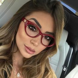 Sunglasses Frames 2021 New Vintage Sexy Wine Red Glasses Frame Women Fashion Computer Transparent Eyeglasses Female Spectacles Oculos Feminino T2201114