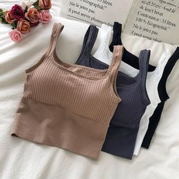 Women's Tanks Sleeveless Tops Women Sexy Solid Color Crop Top Backless Summer Ladies Seamless Casual Streetwear Tank With Chest Pad