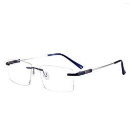 Sunglasses Frames Rectangular Men And Women Fashion Rimless Eyeglasses Memory Metal Prescription For Optical Lenses Myopia Presbyopia