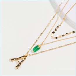 Pendant Necklaces 26 Az English Initial Necklace Gold Chains Letter Mtilayer Choker Women Summer Hip Hop Jewelry Fashion Drop Delive Dhgyr