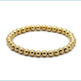 Charm Bracelets 1Pcs 6Mm Natural Stone Beads Jewelry Real Gold Plated Round Copper Mens Bracelets Best Gift Drop Delivery 2021 Dhdmg