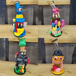 New monster bong 5mm thick beaker glass water pipe hand painting new design dab rigs