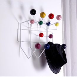 Clothing Storage Modern Fashion Design Wall Mounted Multi Colour Colourful Candy Solid Wooden Balls Hang It All Coat Rack Hook Home Hangers