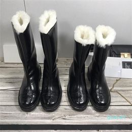 Boots designer wool snow women Flanging fuzzy leather suede one-piece knights