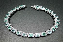 spinel bracelet NZ - 100 925 Sterling Silver Bracelet Tanzanite Green Spinel 5mm stone Women Bracelet for gift 2105243071671