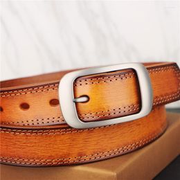 Belts Leather Belt Men Vintage Handmade Fashion Casual Simple All-match Waistband Harajuku Designer Wear-Resistant