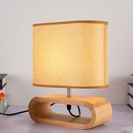 Table Lamps Nordic Solid Wood Modern Bedroom Nightstand Lamp Bedside Fabric Stand Light Fixtures Study Reading Standing Lighting