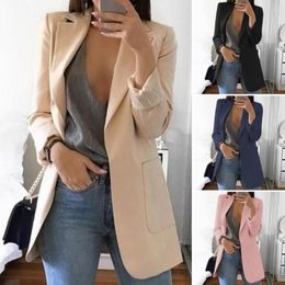 Women's Suits Classic Cardigan Blazer With Lining Autumn No Button Fashion Elegant Office Lady Coat Windproof
