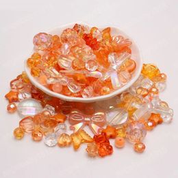 50g Orange Style Mixed Acrylic Beads Cute Flower/Bowknot/Heart Loose Beads For Baby Kids Jewellery Make Building Kit