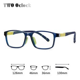 Sunglasses Frames TWO Oclock High Quality Kids Blue Light Glasses Square Sile Nose Pad Optical Eyeglass Frames Child Glasses 0 Diopter Eyewear T2201114