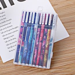 10Pc/lot Gel Pen Novelty 0.38Mm Starry Color Ink For Girl Gift Student Stationery School Writing Office Supplies