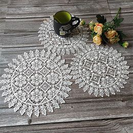 Table Mats European Round Insulation Placemat Cloth Embroidery Lace Coffee Cup Mat Plate Vase Lamp Christmas Decoration