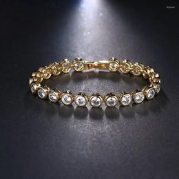 Link Bracelets T997 Fashion 18K Gold Plated Tennis Bracelet Round 5A NSCD Stone Bangles For Women Hip Hop Jewellery