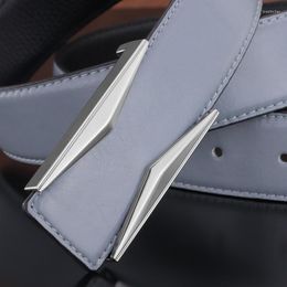 Belts High Quality Fashion Slide Buckle Designer Men Genuine Leather Young Fancy Jeans Ceinture Homme Gray