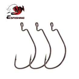 Baits Lures ESFISHING Offset Hook Carbon Steel Fishing s Crank Big Bass Barbed for Soft Lure 221116