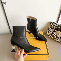 Boots Ankle Boots Martin Boots High Heel Boot Woman Shoes Luxury Spherical Heels Fashion Designer Black Leather Pointed Toe Winter With Box