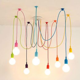 Pendant Lamps Modern Colourful Lights Dining Room Living Lamp Indoor Decoration Silica Gel 4/6/8/10/12 Heads