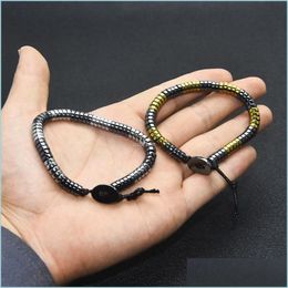 Beaded Black Hematite Beaded Strands Bracelet Women Men Diy Bracelets Fashion Jewellery Gift Drop Delivery Dh4Hc