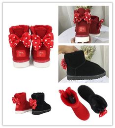 Luxury brand designer uggitys Snow boots fashion ugglie Medium boots classic Design Winter warm shoes Woollen bootss red and black size 35-43