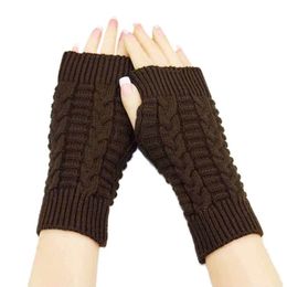 Needle Half Finger Gloves Women Winter Soft Warm Wool Fingerless Knitting Arm Glove Mittens Handschoenen Unisex Fingerless Sea Shipping RRC435