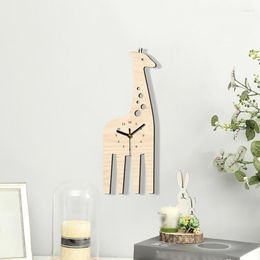 Wall Clocks Giraffe Wood Clock Creative Animal Children Office Dormitory Decoration Birthday