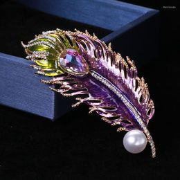 Brooches Personality Retro Peacock Feather Brooch For Woman Colored Suit Coat Accessories