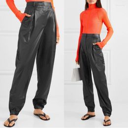 Women's Pants Celmia Leather Pant Fashion Women Long Solid High Waist Suit Ladies Casual Office PU Trousers Plus Size Women's & Capris