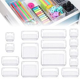 Storage Bottles Drawer Organiser Set Bathroom Organisation For Makeup 16/10 PCS Clear Tray Bin