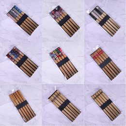 5 Pairs Natural Bamboo Chopsticks Reusable Classic Japanese Style Chop Sticks Gift Set for Sushi Asian Dishes