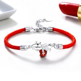 Strand Pig Year Red Rope Bracelet Female 925 Sterling Silver Jewelry 12 Zodiac Hand Hand-woven