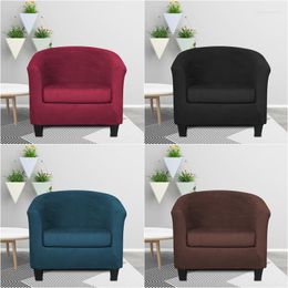 Chair Covers Elastic Club Sofa Slipcovers Velvet Coffee Bar Armchair Cover Living Room Solid Color Tub Couch With Seat Cushion