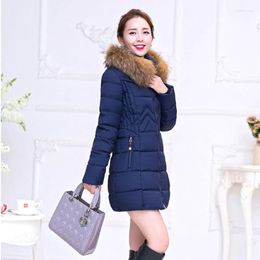 Women's Trench Coats 2022 Woman Fashion Slim Autumn Winter Jacket Female Cotton Padded Warm Thicken Ladies Fur Parka Jackets 4XL A45