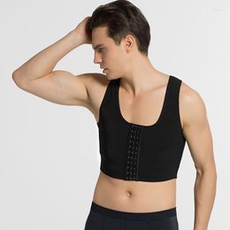 Men's Body Shapers Men Control Chest Bra Posture Corrector Back Support Compression Vest Top Slimming Trainer Underwear Corset