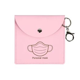 Portable Mask Storage Bag Keychain Reusable Dust Clip Keyring Pendant Fashion PU Leather Car Key Chain Accessories Sea Shipping RRC405