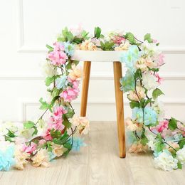 Decorative Flowers 2pcs 220CM Home Decor Artificial Flower DIY Wedding Decoration Cherry Blossoms Vine Fake Wall Hanging