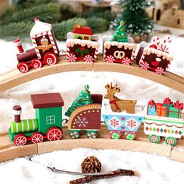 Christmas Decorations Wooden Train Ornament Decoration For Home Santa Doll Gift Toys Crafts Table Navidad Deco Xmas 2022 Year