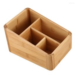 Hooks Remote Control Holder Key Collection Cosmetics Receipt Inclusion Organizer Storage Box Wooden